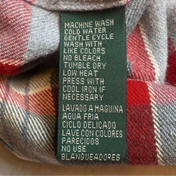 Lauren Ralph Lauren Red and Gray Plaid 1/4 Flannel Shirt Size Large - Picture 4 of 13